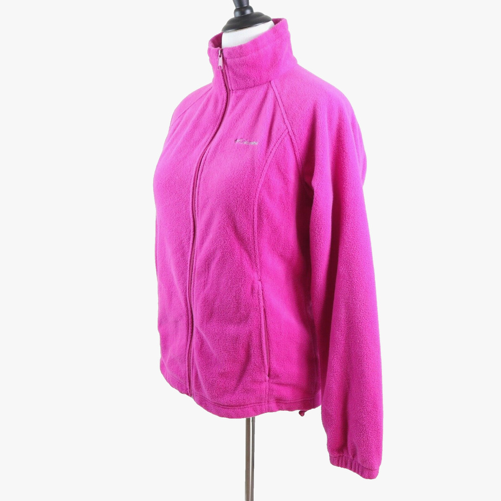 Columbia Women's L Fleece Full Zip Jacket Vibrant Pink Mock Neck